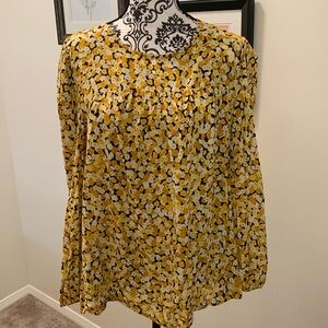 Who What Wear yellow floral blouse